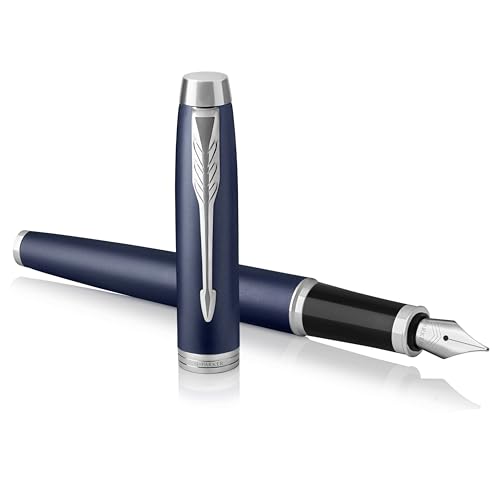 Parker IM Füllfederhalter Matte Blue Chromzierteile feine Feder blaue Tinte