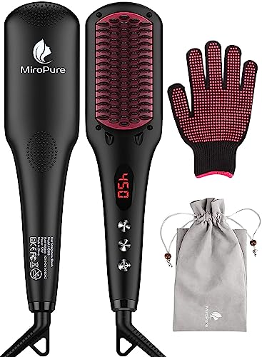 miropure haarglätter bürste 2-in-1, ionisch, 16 temperatur-einstellungen, inkl. handschuhe