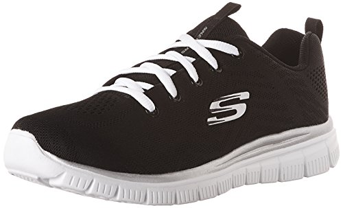 skechers damen sneaker graceful get connected schwarz mesh weiß trim 35 eu