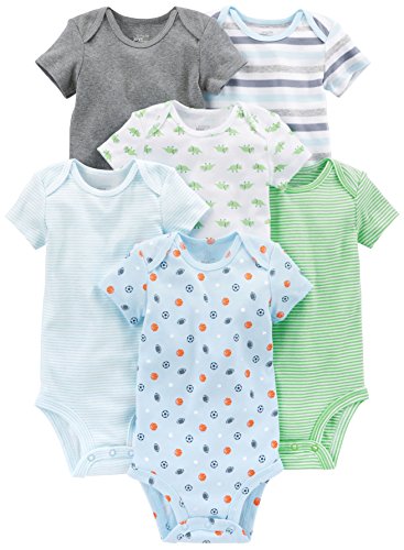 baby jungen body 6er-pack von simple joys by carter's kurzarm dinosaurier streifen