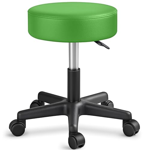 TRESKO Rollhocker höhenverstellbar Grün 150 kg 360 drehbar mit Rollen 47-60 cm