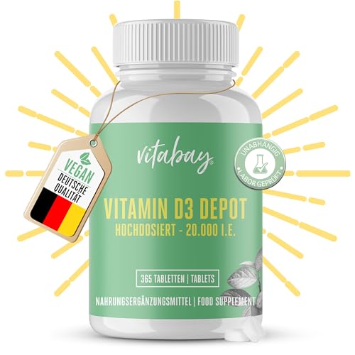 vitabay vitamin d3 depot 20000 ie 365 vegane tabletten hochdosiert 20000 i.e.