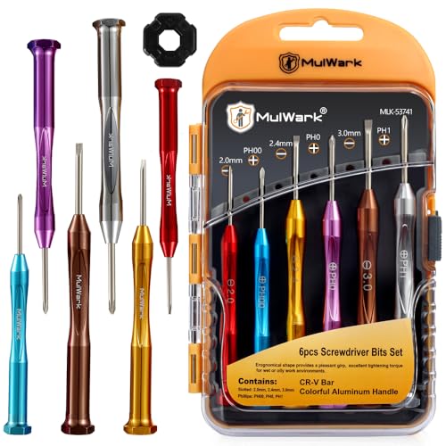 mulwark 6-teiliges mikro-präzisions-schraubendreher-set - magnetisch für brillen, uhren, handy-reparatur