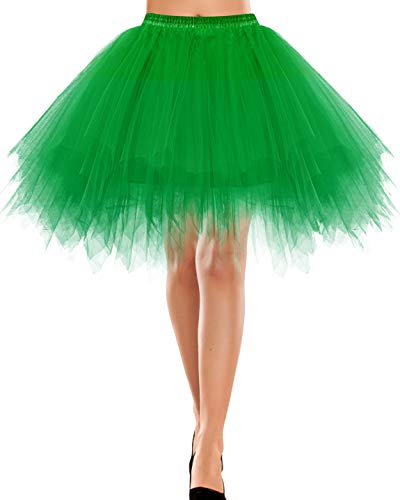 50er jahre retro petticoat damen mädchen tutu tüllrock crinoline karneval rockabilly grün L