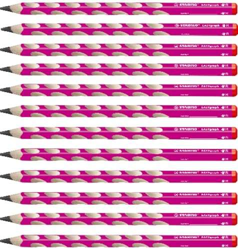 stabilo dreikant bleistift ergonomisch für rechtshänder easygraph pink 12er pack hb