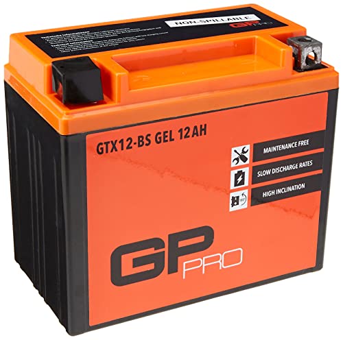 gp-pro gtx12-bs 12v 12ah gel-batterie wartungsfrei kompatibel mit ytx12-bs