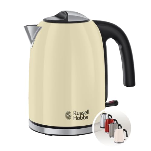 Russell Hobbs Wasserkocher 1,7l 2400W Edelstahl Creme mit Wasserstandsanzeige