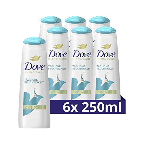 Dove 2in1 Shampoo & Spülung, tägliche Feuchtigkeitspflege, intensive Pflege, geschmeidiges Haar, 250 ml, 6 Stück