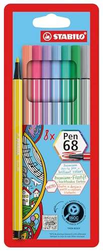 stabilo filzstift pen 68, 8er pack in pastellfarben