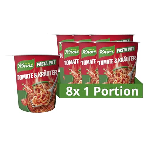 knorr pasta snack pot tomate und kräuter instant nudeln 8 x 69 g in 5 minuten fertig