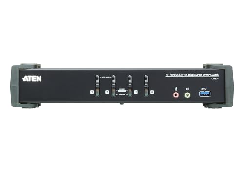 kvm switch aten cs1924 4-port usb 3.0 4k displayport schwarz
