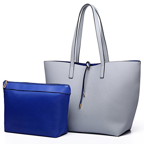 miss lulu shopper taschen set für damen, große henkeltasche aus pu-leder, 2-teilig