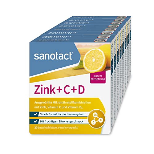 sanotact zink lutschtabletten mit vitamin c und d, 8x20, fruchtiger geschmack