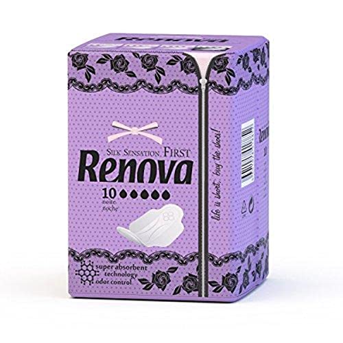 Renova erste nacht kompressen 10 ultradünn saugfähig damenbinden mit flügel