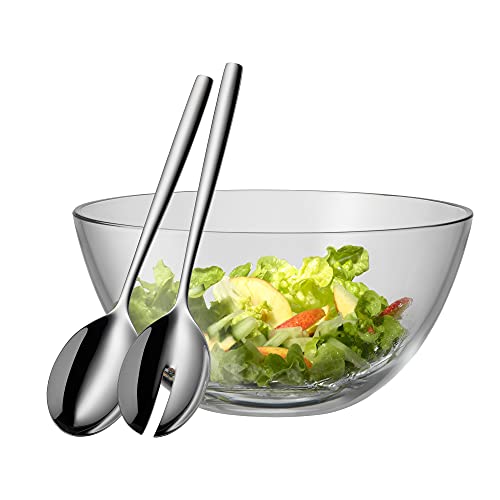 wmf taverno salatschüssel set 3-teilig mit salatbesteck und glasschale 23,5 cm