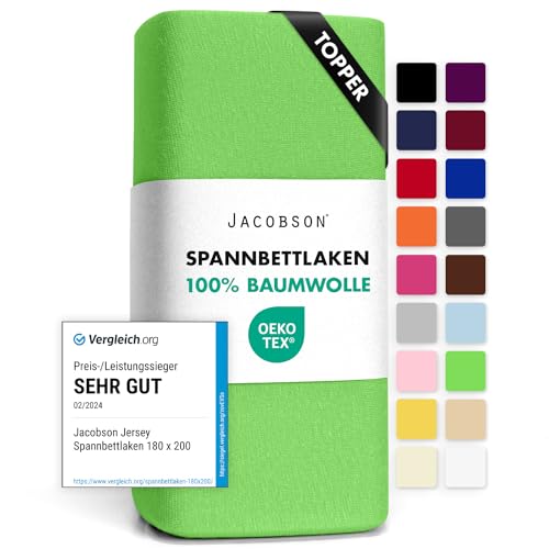 jacobson jersey spannbettlaken baumwolle 180-200x200 cm apfelgrün