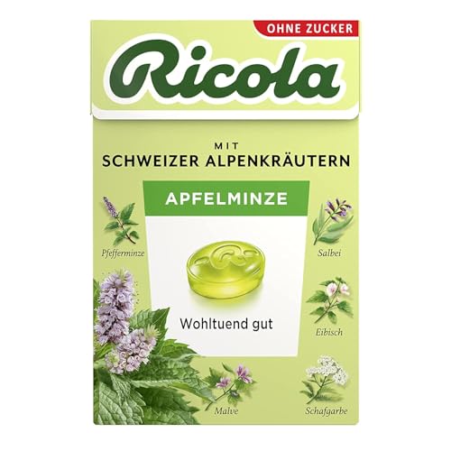 ricola apfelminze zuckerfreie bonbons 50g mit 13 alpenkräutern vegan