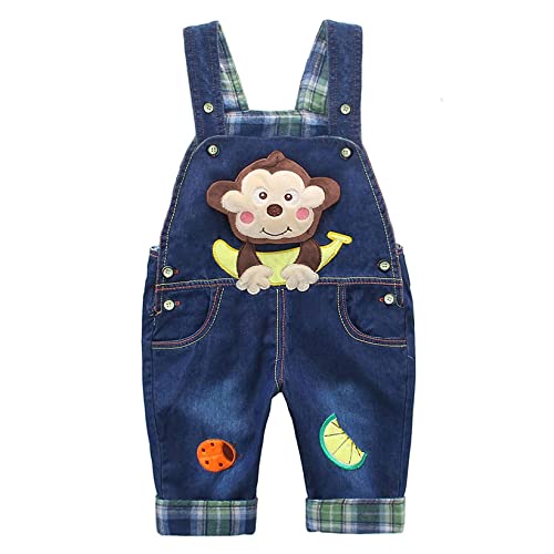 debaijia denim latzhose baby jungen mädchen overall mit affe und banane gr. 68/74