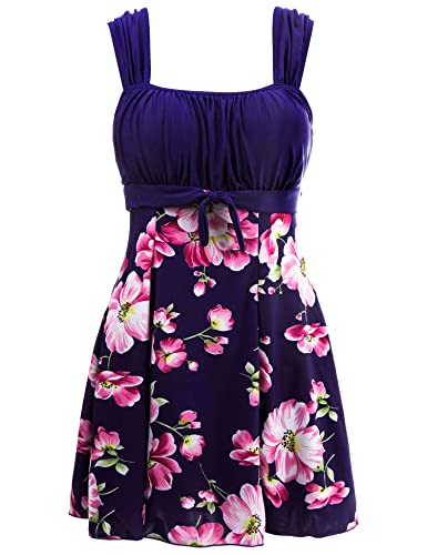 wantdo damen badeanzug tankini mit shorts push up schwimmkleid blau 44-46