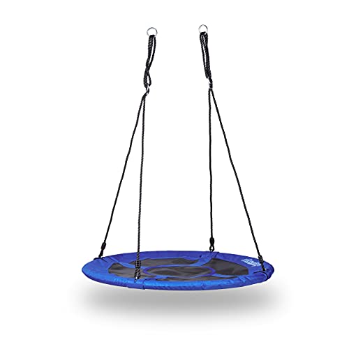 nestschaukel rund outdoor 100kg relaxdays dunkelblau hbt 145x100x100 cm