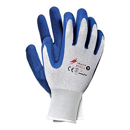 reis schutzhandschuhe dragon rnyla10, weiß-blau, größe 10, 12 stück