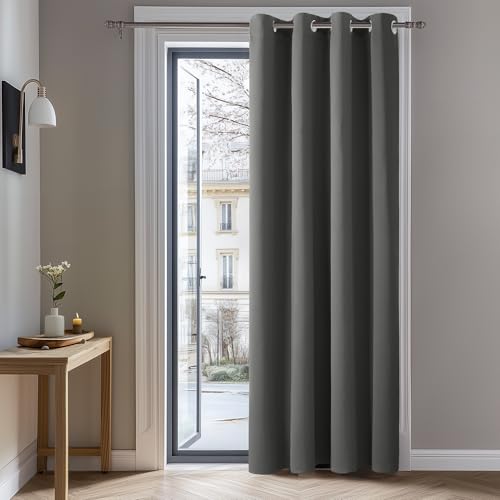 deconovo blackout vorhang, schalldämmend, thermovorhang 242 x 132 cm, hellgrau