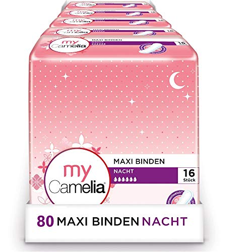 Camelia maxi binden nacht 5 x 16 stück für zuverlässigen schutz