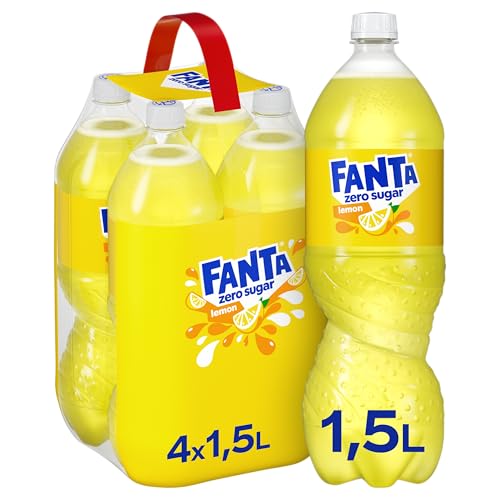 fanta lemon ohne zucker - kalorienfreies softgetränk in 4 x 1500 ml flaschen