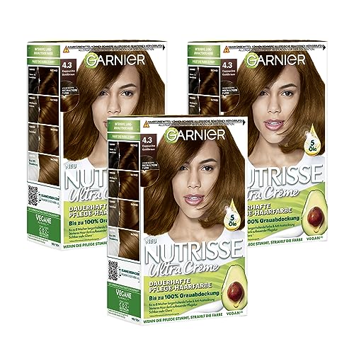 garnier nutrisse haarfarbe 43 cappuccino goldbraun mit fruchtölen 8 wochen halt