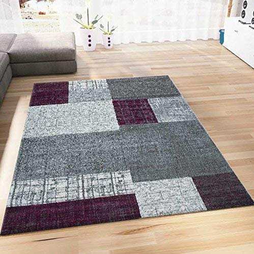 vimoda teppich kurzflor lila grau weiß 80x150 cm