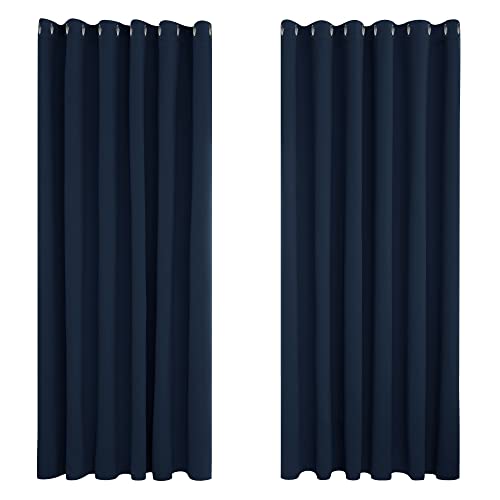 deconovo blickdichter vorhang verdunkelungsvorhang dunkelblau kälteschutz 229x229 cm 2er set