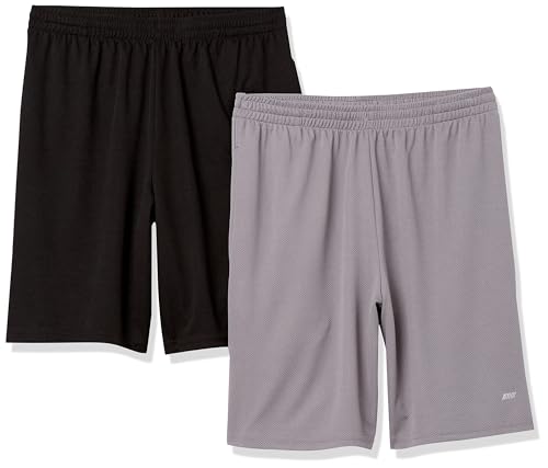 amazon essentials herren funktionsshorts 2er-pack grau schwarz weit geschnitten m