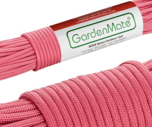 gardenmate paracord 550 nylon outdoor-seil 31m rosa 4mm reißfest 7 kernfäden