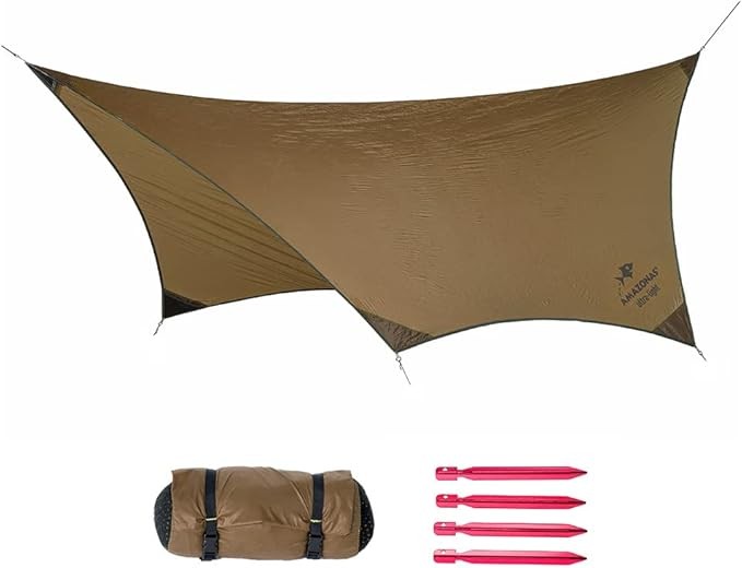 AMAZONAS Ultra-Light Tarp 340x280 cm, 380 g für Camping, Wandern, Bushcrafting