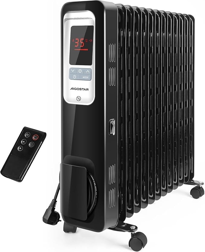 Aigostar 33JHH Elektroradiator - Öl-Heizung 2 kW, mobile Elektroheizung