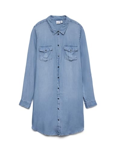vero moda damen kurzarmkleid vmsilla ls light blue denim größe s