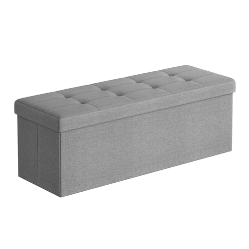 sitzhocker mit stauraum SONGMICS klappbare sitzbank 38 x 110 x 38 cm aschgrau