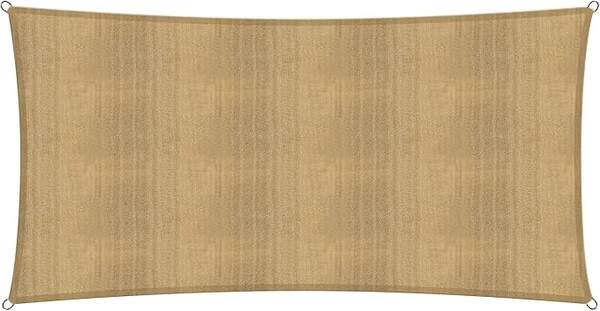 Produktbild: Rechteckiges Sonnensegel 2 x 4 Meter Sand | Wetterbeständig mit Befestigungsseilen