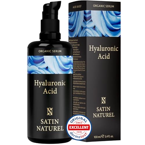 hyaluron serum hochdosiert 100ml, 24h feuchtigkeit, gesichtspflege mit aloe vera, satin naturel