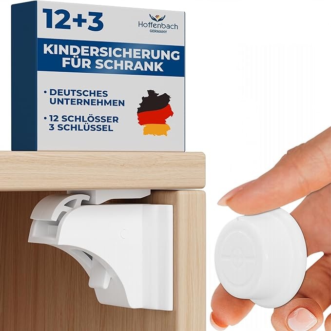 Hoffenbach magnetische kindersicherung 12 schlösser 3 schlüssel weiß