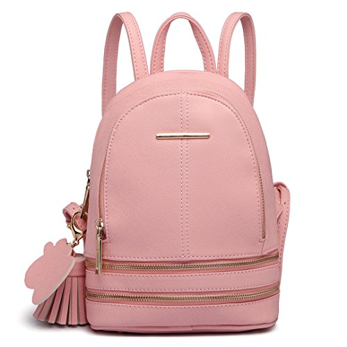 miss lulu rucksack damen, umhängetasche, wasserdichtes pu leder, klein, pink