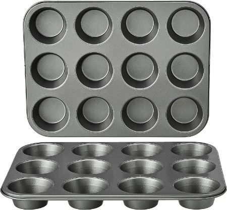 amazon basics 2er pack rund backblech für muffins, 12 stück, 12,73