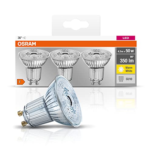 osram led reflektorlampe gu10 warmweiß 2700 kelvin 4,3 watt 3 stück