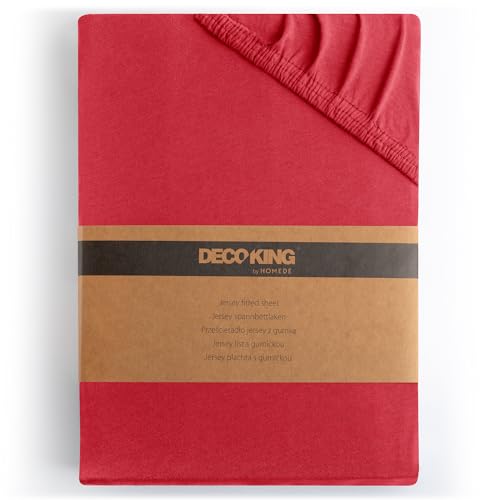 DecoKing Spannbettlaken 160x200 cm, 180x200 cm, 100% Baumwolle, rot, Jersey