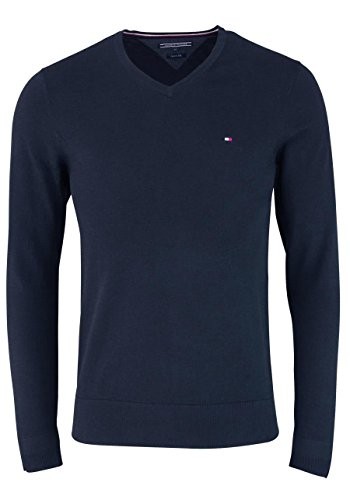 Tommy Hilfiger Langarm Pullover V-Ausschnitt Nachtblau