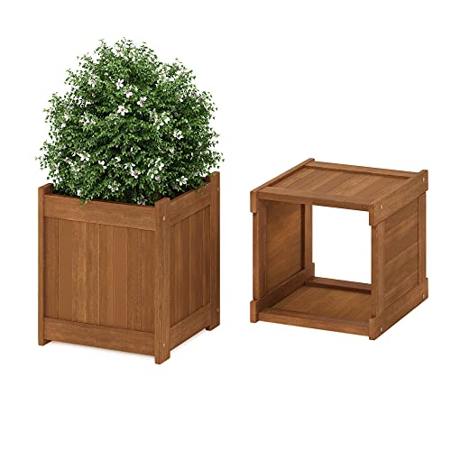 blumenkasten 2er set furinno tioman teaköl braun 39,12 x 39,12 x 44,96 cm
