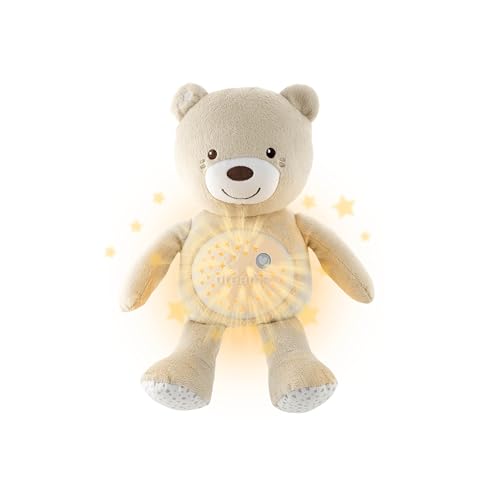 chicco baby bär plüsch-teddy mit projektor, nachtlicht und melodien, spielzeug