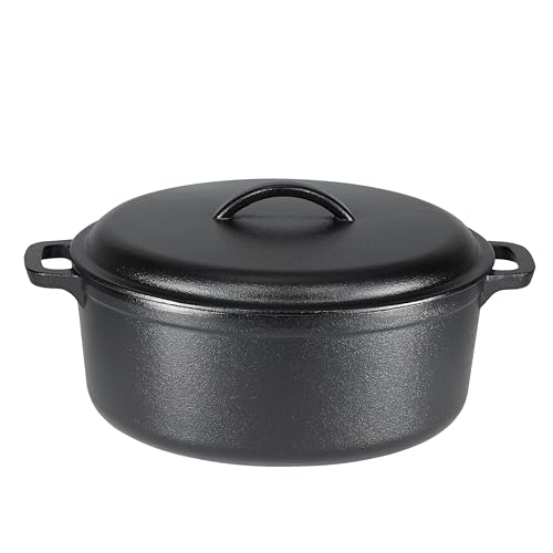 amazonbasics gusseiserner schmortopf 6,62 l mit zwei griffen