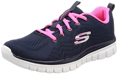 skechers damen sneaker graceful get connected navy mesh pink trim, 39 eu
