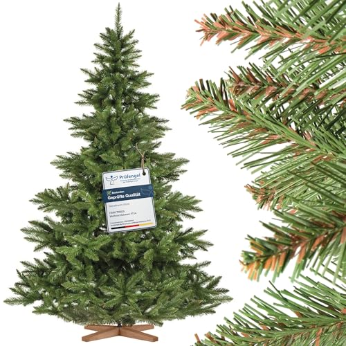 fairytrees künstlicher weihnachtsbaum 220cm nordmanntanne mit holzständer